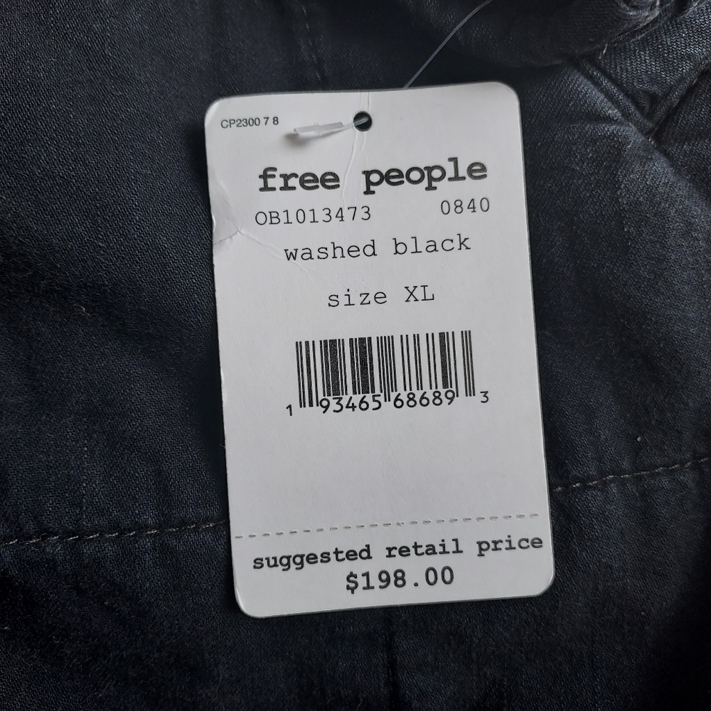 Free People Dolman Quilted Full Zip Washed Black Knit Jacket NWT XL $198 - Picture 7 of 13
